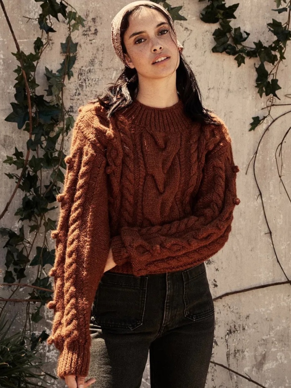 Doen Reed Sweater, Baby Alpaca/Wool Blend in Cinnamon